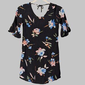 O'Neill Girls Floral Dress Size M Black Boho Surf Beach Dress
